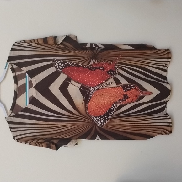 Geometric Butterfly Print Short Sleeve Top - Picture 10 of 10